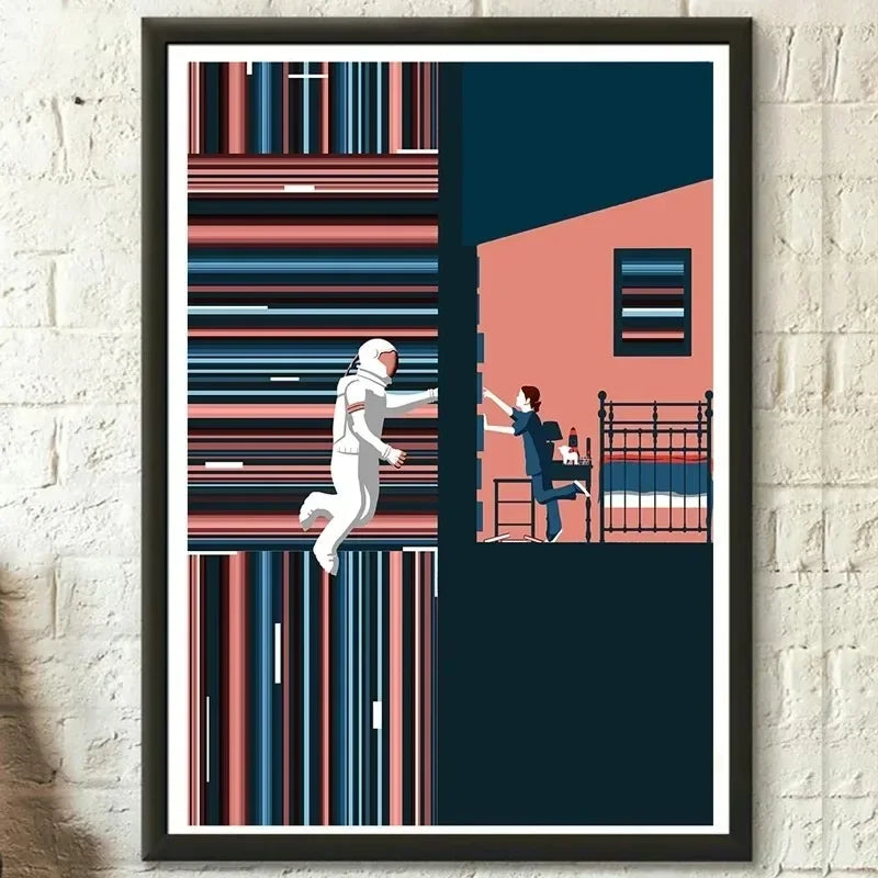 affiche abstraite moderne minimaliste géométrique toile impression encre imperméable sans cadre couleur rouge bleu