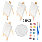 peinture acrylique kit 12 couleurs palette pinceaux clips toile bois classique enfants art