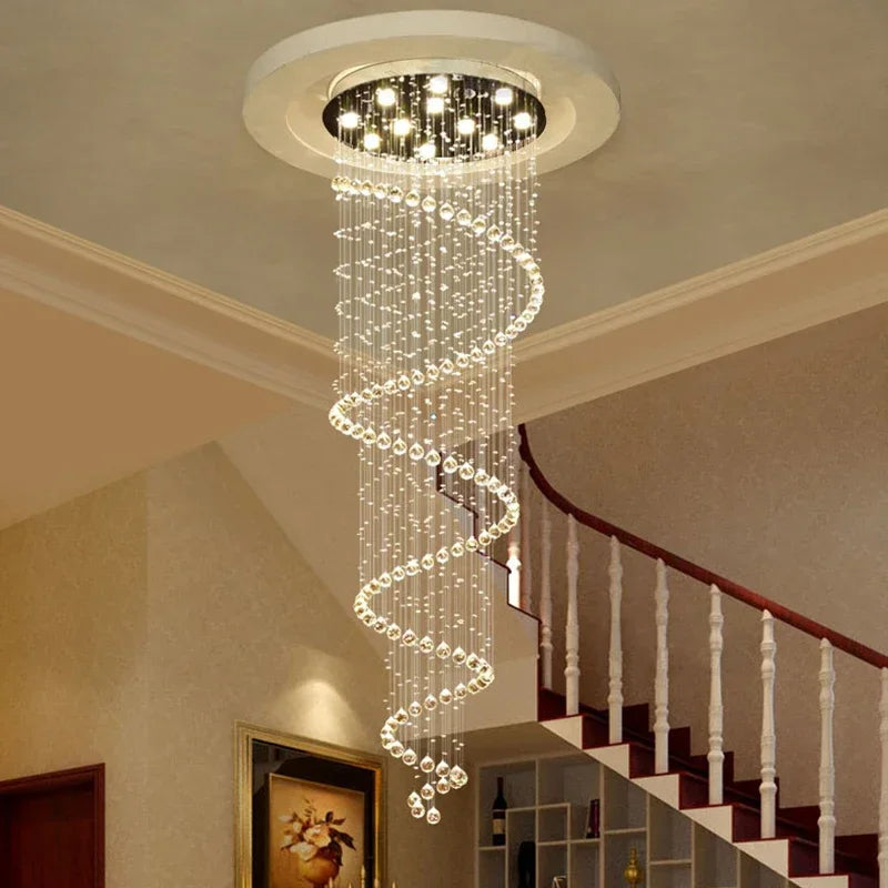 suspension lumineuse spirale transparente moderne sans remote lumière chambre salon