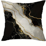 taies d'oreiller imprimées marbre veines dorées contemporain maison salon 45x45cm polyester peachskin