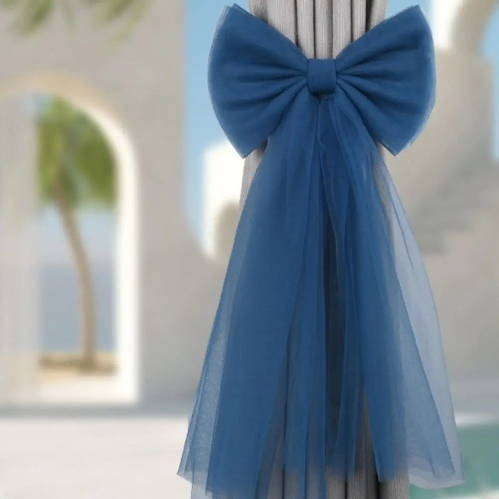 attaches rideau tulle texturé rubans décoratifs girly festif blanc violet orange bleu marine rose