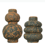 vase céramique brun orange texturé moderne arrangement fleurs séchées décoration table unique sculptural