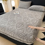 housse matelas jacquard motif géométrique gris clair élégante polyester élastique antidérapante adultes lit