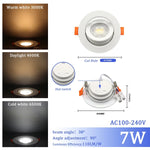 Spot LED encastrable blanc rond carré moderne switch cct 25000h lumens 121v 240v