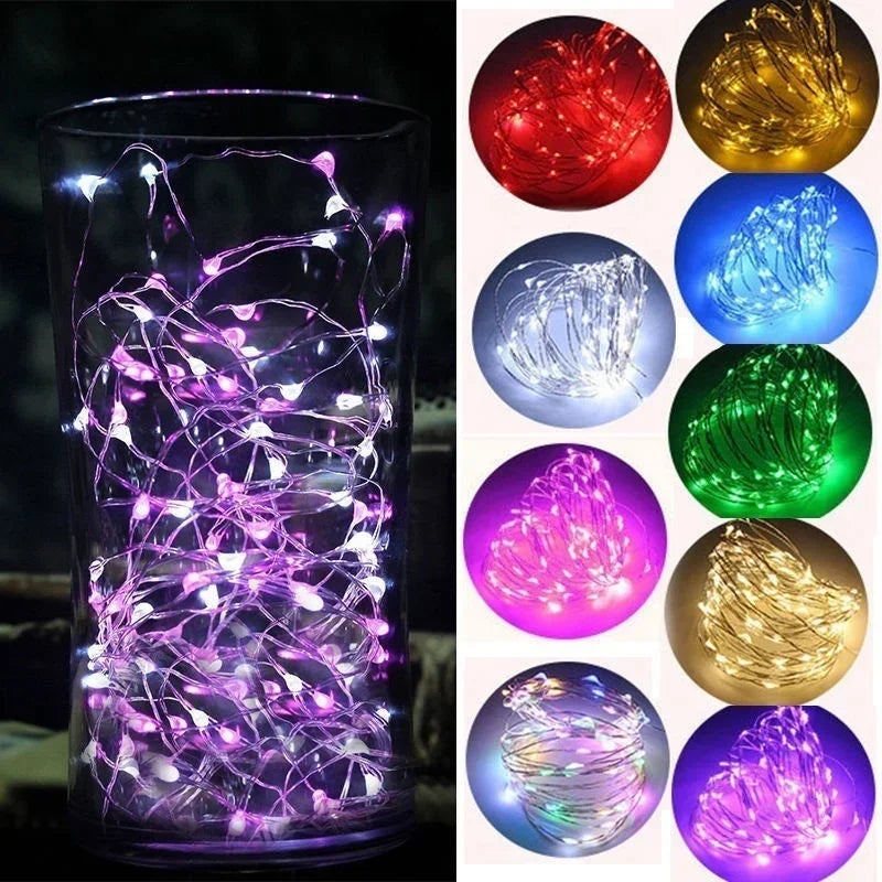 guirlande lumineuse multicolore fil cuivre led decoration noel mariage interieur exterieur festif moderne