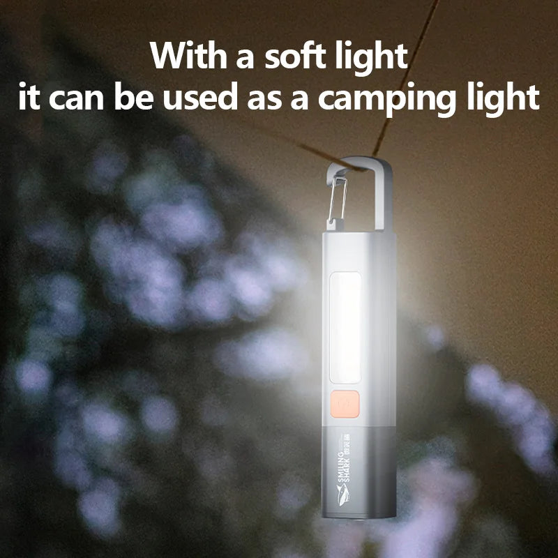 torche led rechargeable zoomable camping gris bleu coB auxiliaire deux lampes usb inclusées