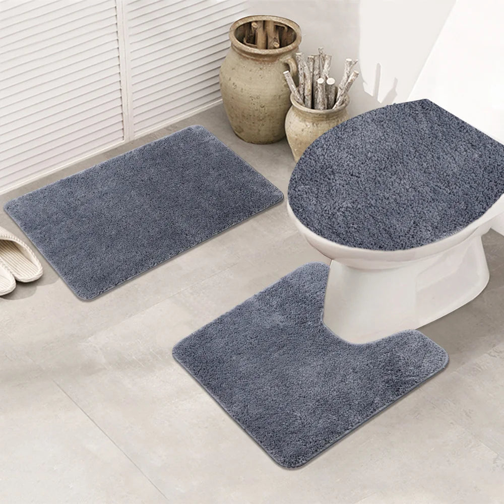 tapis bain moderne gris bleu beige rouge anti dérapant velours salle bain