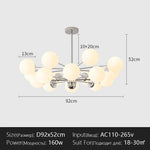 lustre suspension moderne chrome boules verre translucide luminaire salon salle manger blanc