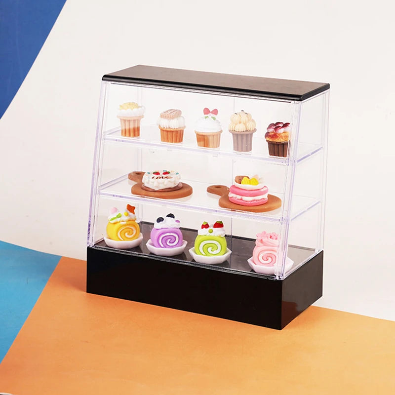 vitrine transparente moderne gâteaux desserts noir accessoire présentation boulangerie pâtisserie
