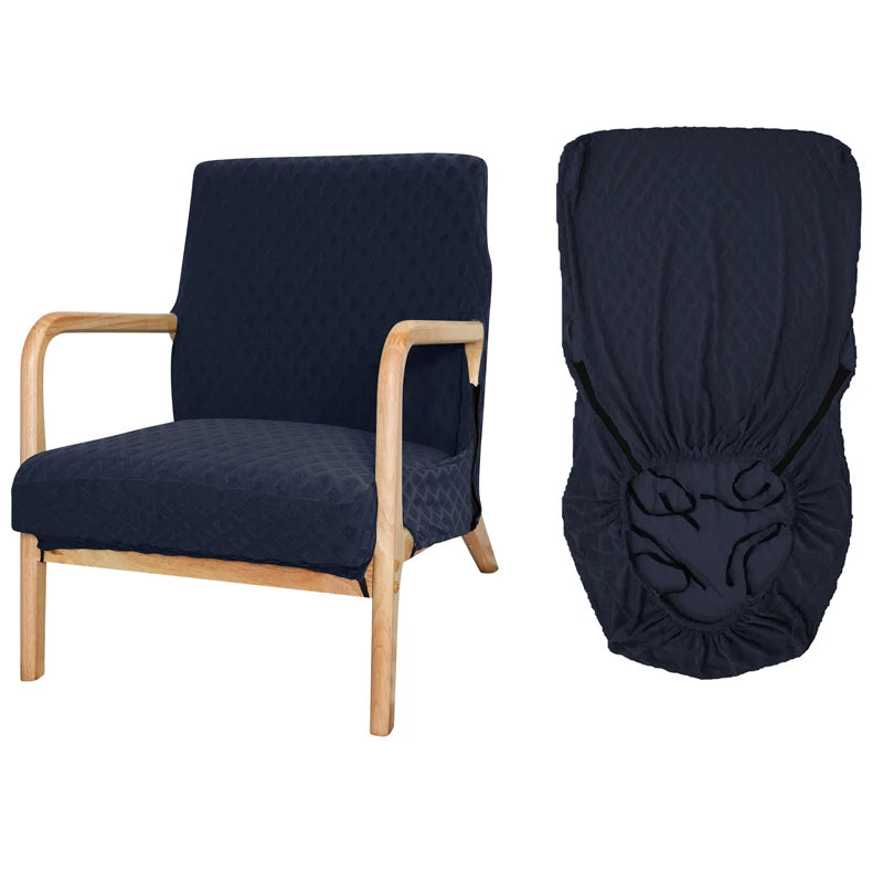 housse fauteuil élastique polyester vert motif géométrique moderne élastiques inclusion fermeture glissière