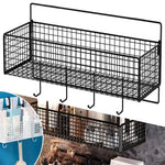 panier suspendu moderne noir blanc maille métallique clips magnétiques accessoires cuisine produits toilette salle