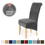 housses chaise velours stretch modernes gris foncé amovibles lavables grandes douces