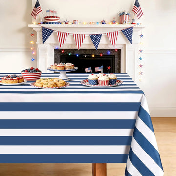 nappe rectangulaire rayée bleu marine imperméable moderne fête pères table restaurant mariage decoration chambre
