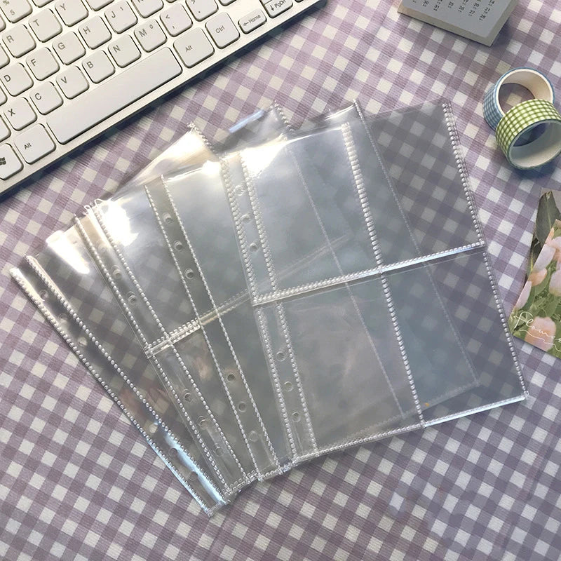 album scrapbooking pochettes transparentes anneaux métalliques rangement diy estampage modernes cartes imprimées plastique lisse
