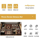 tapis d'entrée ethnique patchwork motifs géométriques animaux rustique marron beige noir bleu gris