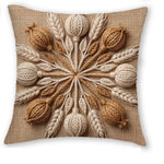 housse coussin brodée épis blé nœud celtique boho farmhouse beige rustique machine