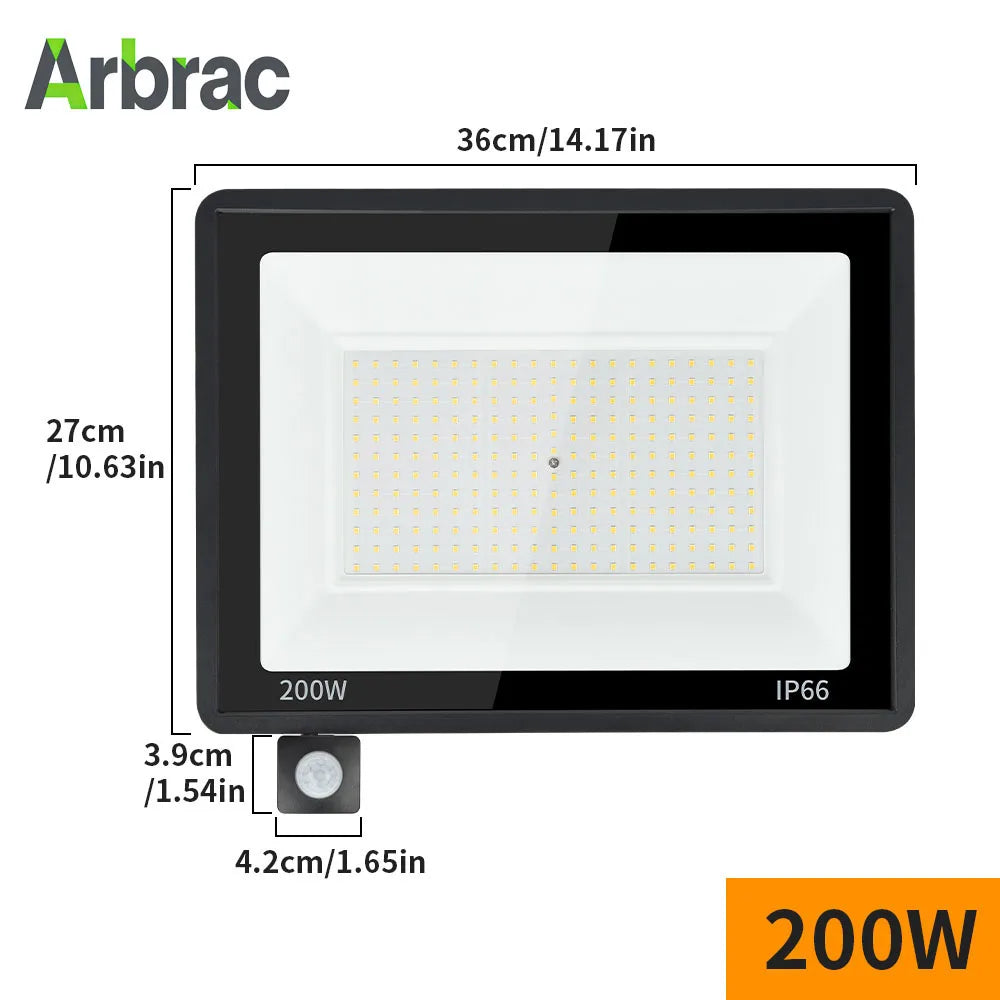 projecteur led motion sensor capteur mouvement lumière froide chaude ip66 étanche moderne extérieur jardinôtel