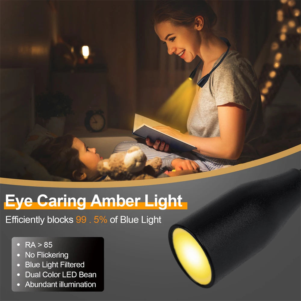 lampe lecture led rechargeable usb flexible cou noir ajustable modes lumière blanc doux ambre