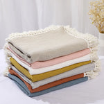 couverture bébé tranché maternité coton bambou motifs solides quatre saisons beige rose jaune orange