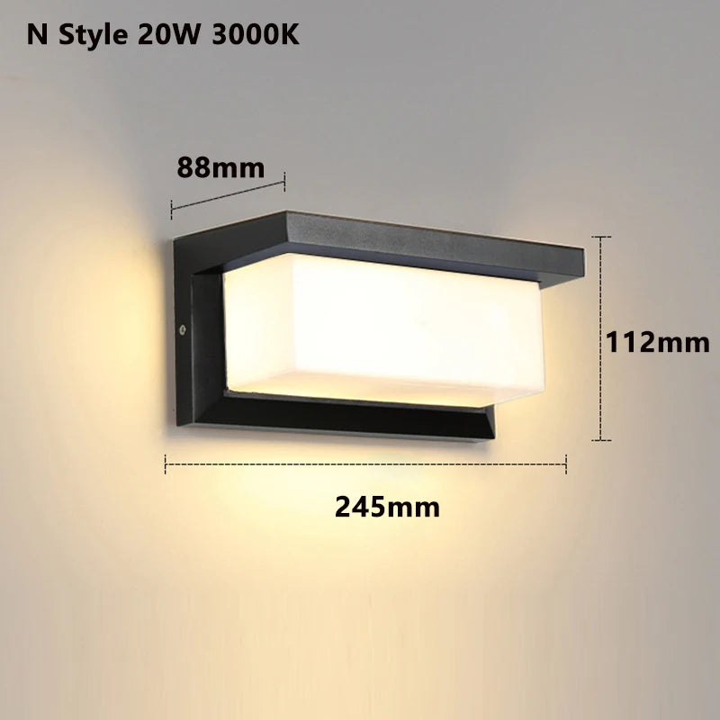 lumière murale led moderne noir ip65 sensor motion autoinstallation extérieure hydrofuge 3000k