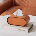 boîte mouchoirs simili cuir moderne blanc orange rangement pinceaux télécommande ciseaux ruban adhésif