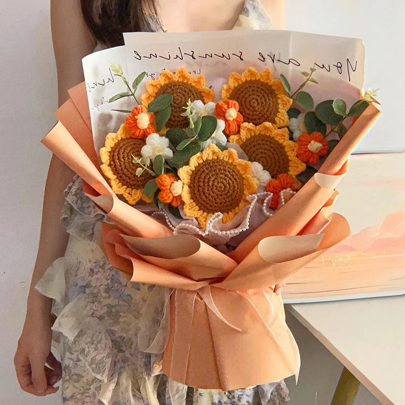 bouquet fleurs artificielles tournesols jaune orange blanc décoration mariage cadeau fête enseignants
