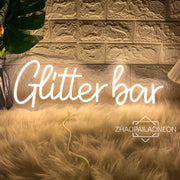 panneau lumineux glitter bar néon blanc bleu turquois violet rose texturé moderne festif suspension
