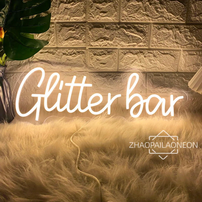 Enseigne au néon LED scintillante bleue pour décoration de bar
