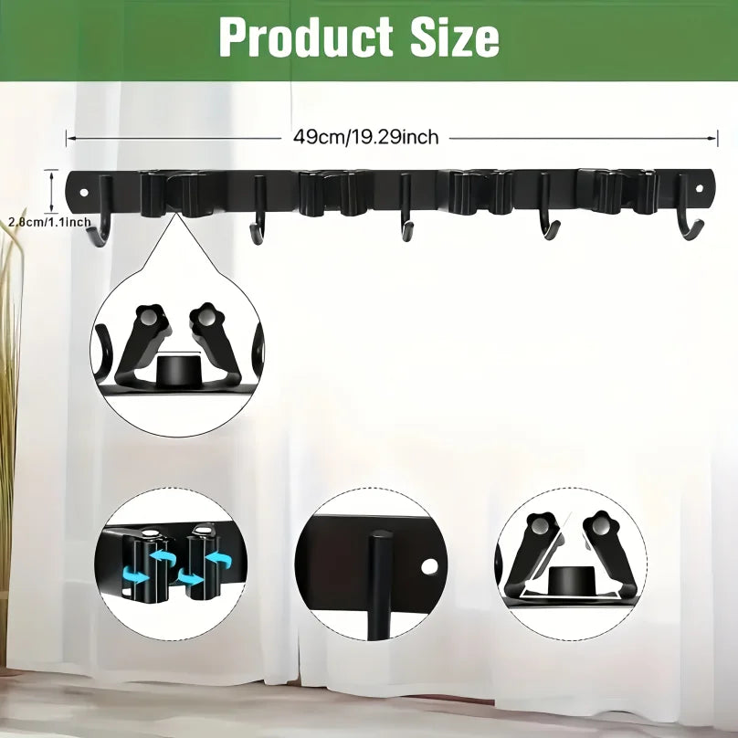 organisateur mural noir outils jardin fentes crochets rangement garage industriel multifonctionnel