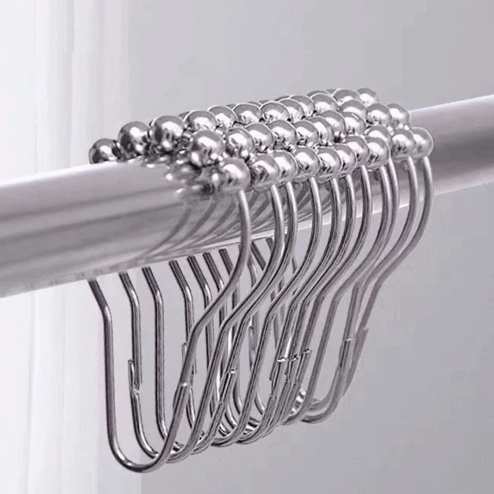 boucle rideau argentée relief moderne robuste antirouille inoxydable chambre salle bain