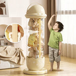 rangement jouets transparent capsule pliable moderne étoiles beige rose figurines poignée