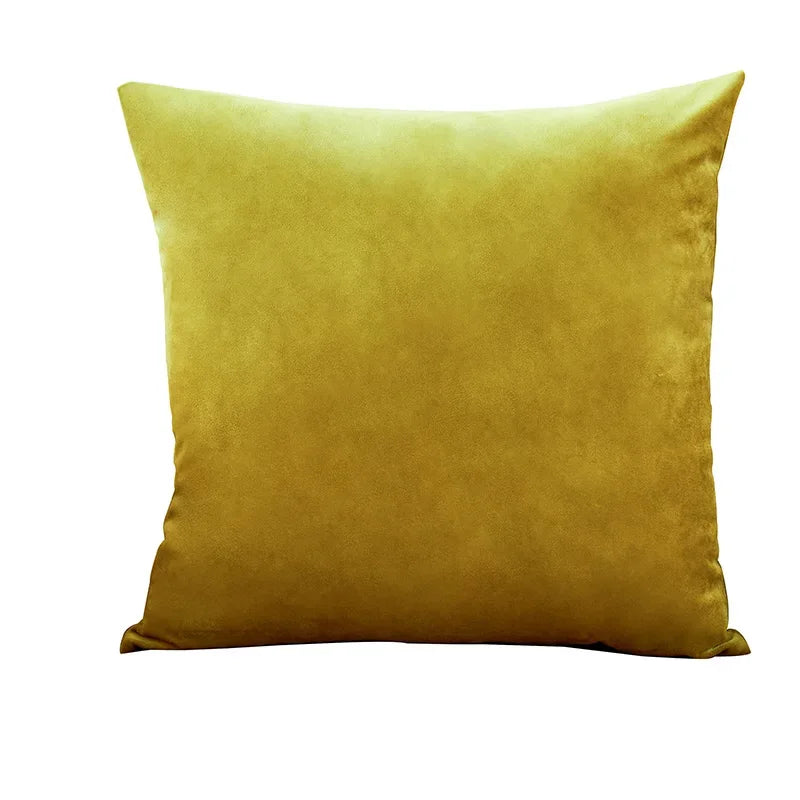 housse coussin velours carré moderne orange jaune 45x45cm machine lavable simple déco chambre canapé