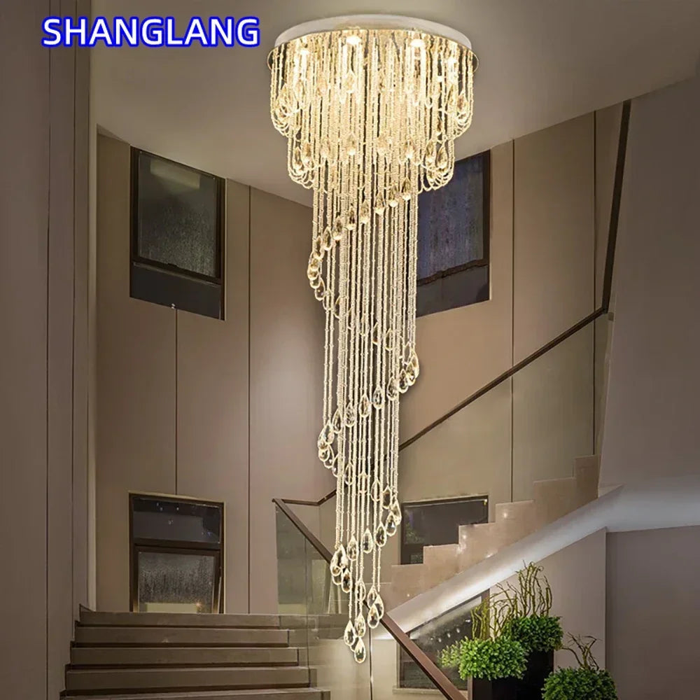 lustre moderne élégant doré transparentes chaînes géométrique 120cm 150cm 180cm 200cm