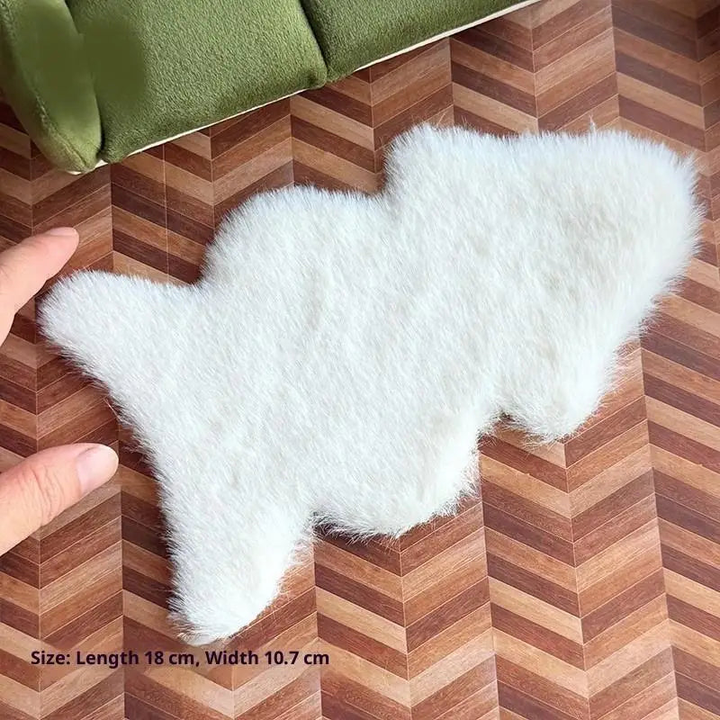 tapis blanc pelucheux doux moderne décoration intérieure maison poupée chambre salon
