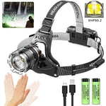 lampe frontale rechargeable led 50w noir gris doré texturé métallique moderne fixe ceinture batterie