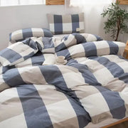 housse couette 200x230cm carreaux modernes bleu blanc gris floral scandi chambre déco intérieure