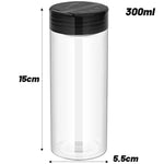 bouteille épices transparente plastique noir rangement condiments cuisine moderne pot assaisonnement poudre liquide liquide