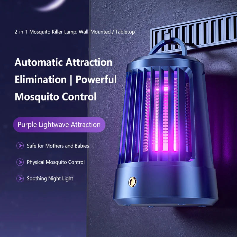 lampe anti moustiques rechargeable usb bleu moderne poignée grille protection chambre camping