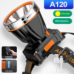 lampe frontale rechargeable noire orange bande ajustable indicateur lumineux mode