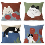 housse coussin moderne motif chats tulipes couleur unie polyester maison hospitalière 40x40cm 45x45cm