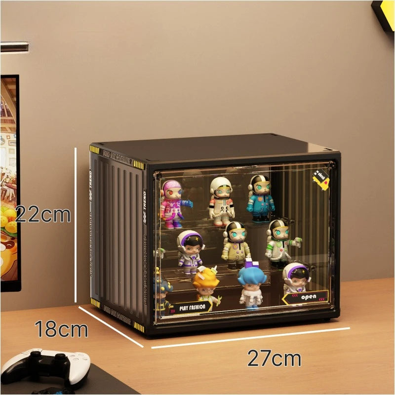 présentoir transparent empilable figurines collection multicolores modernes stylisés respectueux environnement
