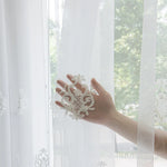 rideau tulle blanc broderie fleurs transparent classique salon chambre fenêtre maison décoration intérieur