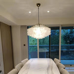 Suspension lumineuse moderne fer blanc coquillage superposé éolienne élégante chambre restaurant