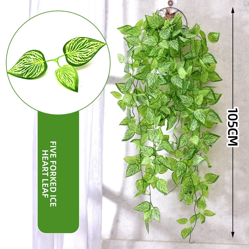 plante artificielle feuilles vertes brillantes moderne 105cm accroches extérieur décoration verte vigne intérieureextérieur