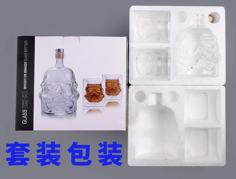set décanter verres liqueur transparent star wars stormtrooper geek collector ambré argenté 25oz 10oz