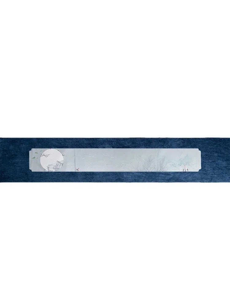 chinois moderne chemin table fleurs blanches vert bleu marine gris rose pâle polyester coton
