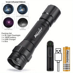 lampe torche noire infrarouge lumineuse intense résistante moderne tringle modes réglables