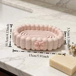 support savon blanc rose moderne nœud boudiné double couche drainage salle bain