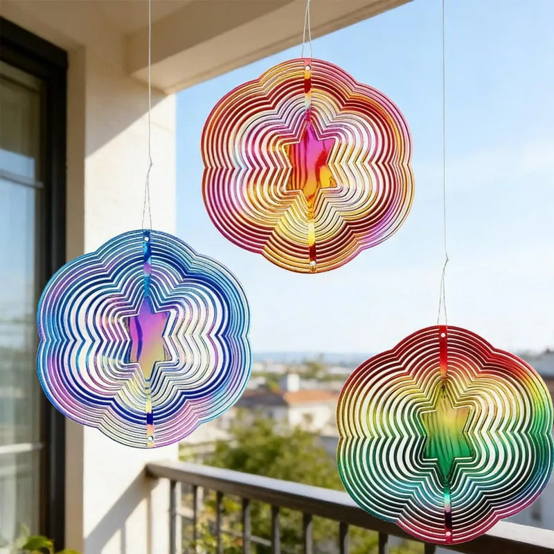 spirales decoratives anti oiseaux multicolore moderne artistique fil suspension jardin decoextérieur reflet