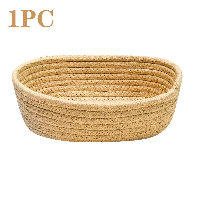 paniers rangement tissu tressé beige gris clair modernes rustiques réutilisables respectueux environnement stockage organisation